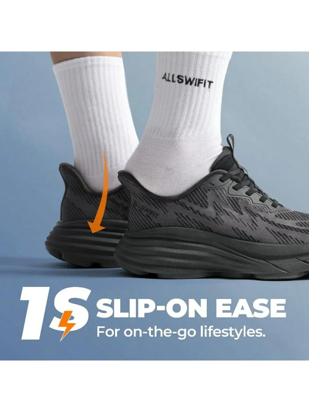 Women's Black Walking Shoes Slip On Pull On Round Toe Athletic Tennis Sneakers